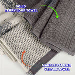 Solid Jacquard Cotton Face Towel Set - 12 Piece