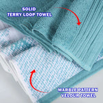 Cotton Marble Solid Jacquard Border Bath Towel Set of 4