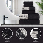 Lodi Cotton 6-Piece Bathroom Towel Set – Absorbent Mid-Weight Solids & Patterns