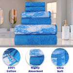 Cotton Marble Solid Jacquard Border Bath Towel Set of 4