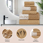 Lodi Cotton 12-Piece Bathroom Towel Set – Absorbent Mid-Weight Solids & Patterns