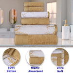 Cotton Marble Solid Jacquard Border Bath Towel Set of 4