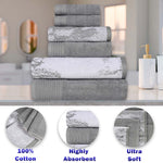Marble Solid and Jacquard Assorted Cotton Towel Set - 10 Piece