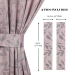 Blackout Window Curtains Leaves Pattern Room Darkening Set of 2