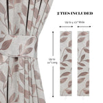 Blackout Window Curtains Leaves Pattern Room Darkening Set of 2
