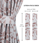 Blackout Window Curtains Leaves Pattern Room Darkening Set of 2