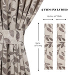 Blackout Window Curtains Leaves Pattern Room Darkening Set of 2
