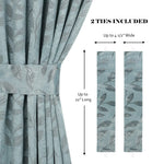 Blackout Window Curtains Leaves Pattern Room Darkening Set of 2