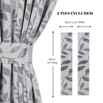 Blackout Window Curtains Leaves Pattern Room Darkening Set of 2