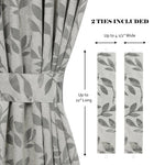 Blackout Window Curtains Leaves Pattern Room Darkening Set of 2