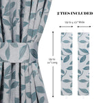 Blackout Window Curtains Leaves Pattern Room Darkening Set of 2