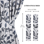 Blackout Window Curtains Leaves Pattern Room Darkening Set of 2