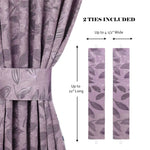 Blackout Window Curtains Leaves Pattern Room Darkening Set of 2