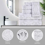 Jasper Cotton Geometric Jacquard Plush Bath Towel Set 2-Piece