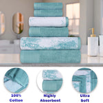 Cotton Marble Solid Jacquard Border Bath Towel Set of 4