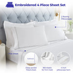 Fieldstone 100% Cotton Two-Line Embroidered Sheet Set