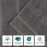 Lodi Cotton 12-Piece Washcloth Set – Mid-Weight Face Towels Solid with Woven Border