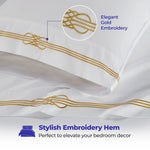 Moonlawn 100% Cotton Gold Embroidered Sheet Set