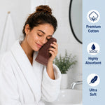 Solid Jacquard Cotton Face Towel Set - 12 Piece