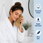 Solid Jacquard Cotton Face Towel Set - 12 Piece