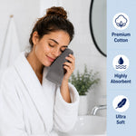 Solid Jacquard Cotton Face Towel Set - 12 Piece