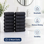 Solid Jacquard Cotton Face Towel Set - 12 Piece