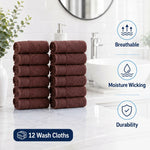 Solid Jacquard Cotton Face Towel Set - 12 Piece