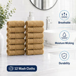 Solid Jacquard Cotton Face Towel Set - 12 Piece