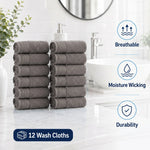 Solid Jacquard Cotton Face Towel Set - 12 Piece