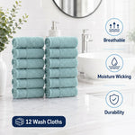 Solid Jacquard Cotton Face Towel Set - 12 Piece