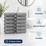 Solid Jacquard Cotton Face Towel Set - 12 Piece