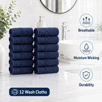 Solid Jacquard Cotton Face Towel Set - 12 Piece