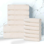 Cotton Waffle Border Towel Set 12-Piece - Honeycomb