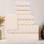 Superior Zuma Zero Twist Cotton Waffle Stripes 8 Piece Towel Set