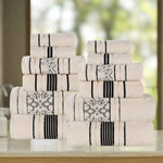 Superior Zero Twist Cotton Solid & Jacquard Floral 12 Piece Towel Set