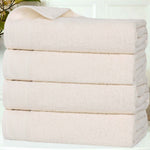 Honeycomb Textured Border Cotton Luxury Bath Towels, Set of 4