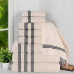 Superior Brea Zero Twist Cotton Ribbed Geometric 9 Piece Towel Set