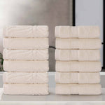 Superior Chevron Zero Twist Solid Jacquard Cotton Washcloth Set of 12
