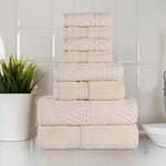 Superior Chevron Zero Twist Solid Jacquard Cotton 8 Piece Towel Set