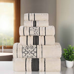 Superior Zero Twist Cotton Solid and Jacquard Floral 6 Piece Towel Set