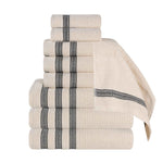 Superior Brea Zero Twist Cotton Ribbed Geometric 9 Piece Towel Set
