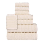 Superior Zuma Zero Twist Cotton Waffle Stripes 8 Piece Towel Set