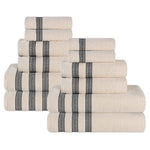 Superior Brea Zero Twist Cotton Ribbed Geometric 12 Piece Towel Set