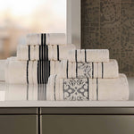Superior Zero Twist Cotton Solid and Jacquard Floral 6 Piece Towel Set
