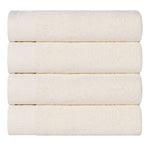 Honeycomb Textured Border Cotton Luxury Bath Towels, Set of 4