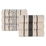 Superior Zero Twist Cotton Solid & Jacquard Floral Hand Towel Set of 6