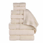 Superior Chevron Zero Twist Solid Jacquard Cotton 9 Piece Towel Set