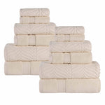 Superior Chevron Zero Twist Solid Jacquard Cotton 12 Piece Towel Set