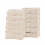 Superior Chevron Zero Twist Solid Jacquard Cotton Washcloth Set of 12