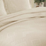 Lightweight Cotton Bedspread Sets 3-Piece Geometric Fret Jacquard Matelassé